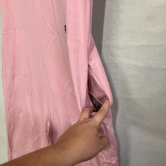 Cherfly Women's Small Peach Pink V-Neck Sleeveless Wide Leg Elegant Jumpsuits - Picture 12 of 16